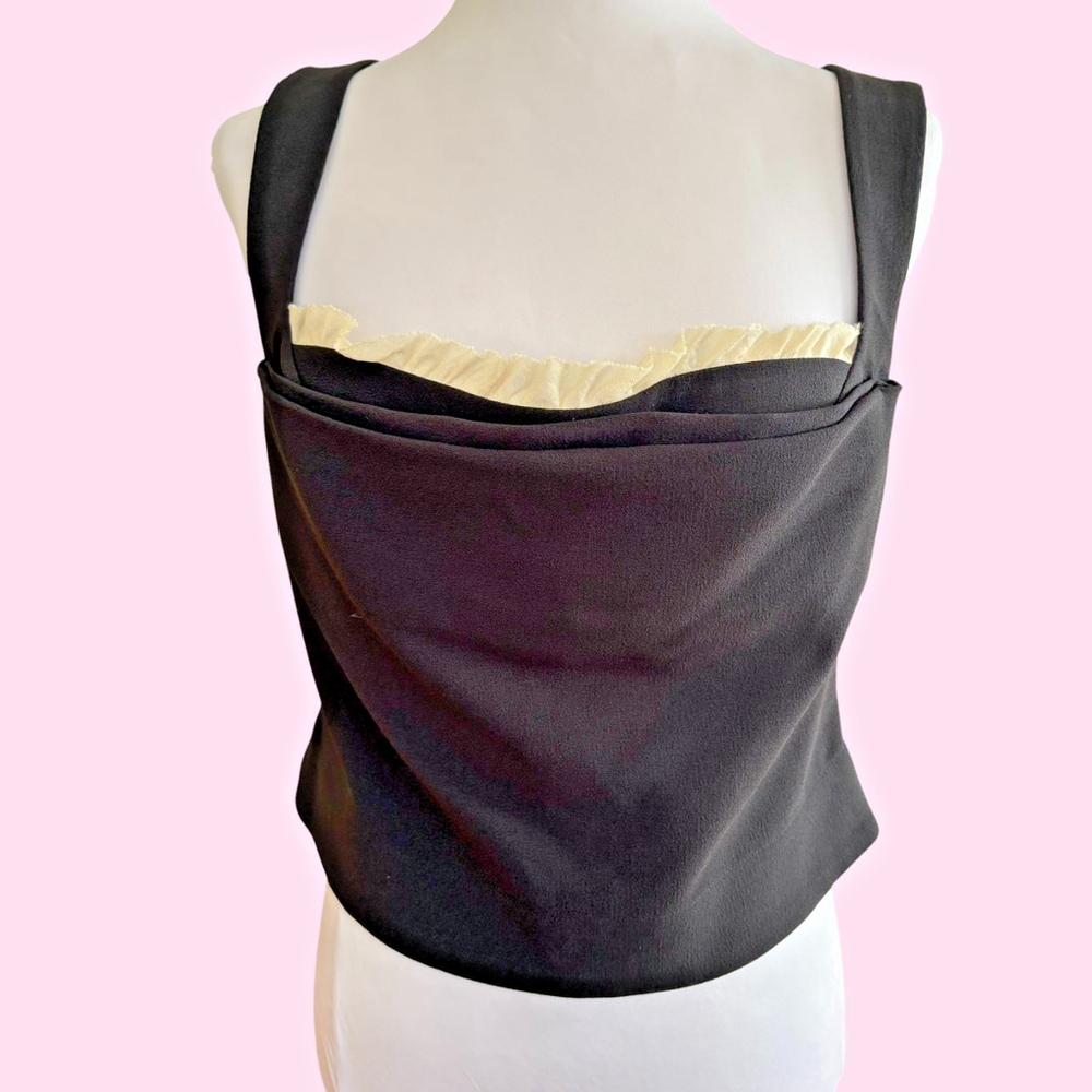 ANTONIO MELANI Black Sleeveless Ruffle Accent Top